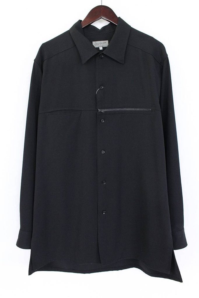 ヨウジヤマモトプールオム Yohji Yamamoto POUR HOMME ウールギャバジンジップデザイン長袖シャツ