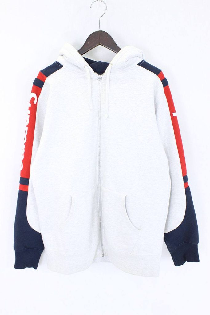 シュプリーム SUPREME Hooded Track Zip-Up Sweat アームロゴデザインジップアップパーカー