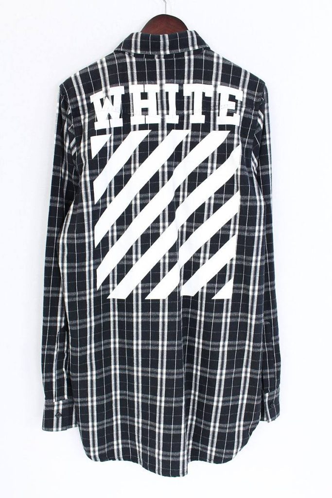 オフホワイト OFF-WHITE バックバイアスプリントチェック長袖シャツ