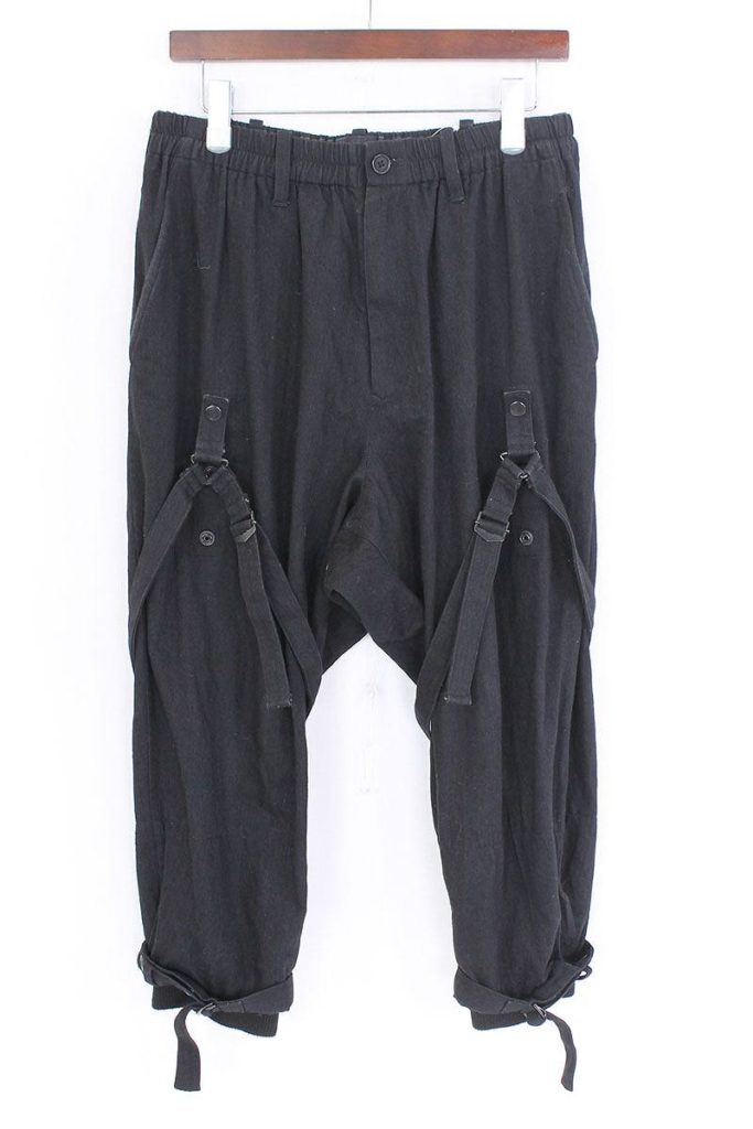 ヨウジヤマモトプールオム Yohji Yamamoto POUR HOMME Black Bandage Trousers 裾リブキャバジンボンテージパンツ