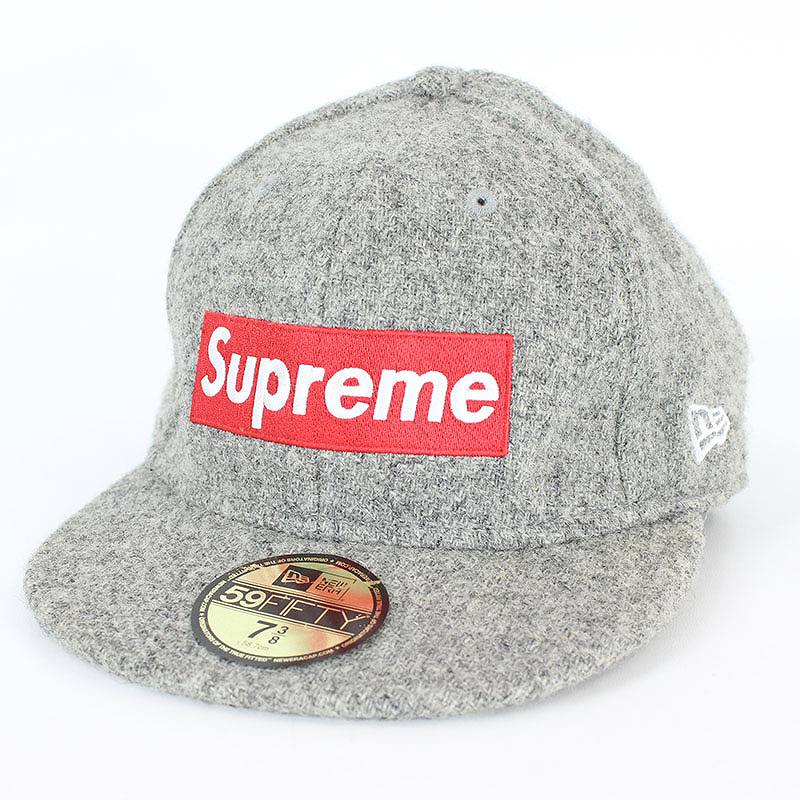 supreme  Harris Tweed Box Logoキャップタグ表記577cm7と4分の１