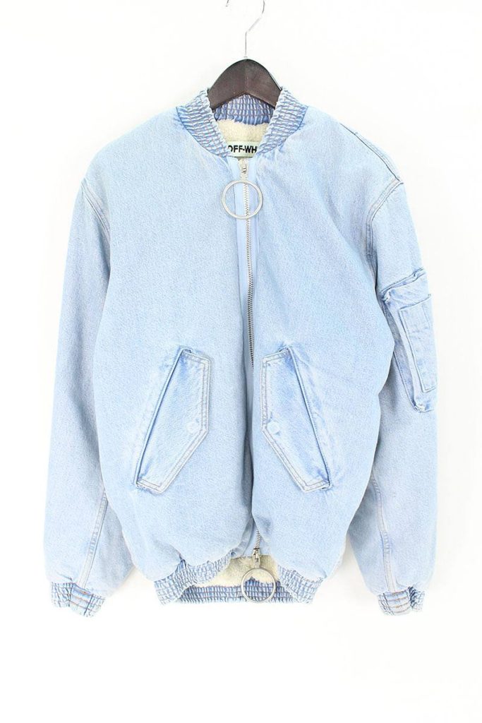 オフホワイト OFF-WHITE × リーバイス LEVI'S DENIM BOMBER 裏ボアデニムMA-1ボンバーブルゾン