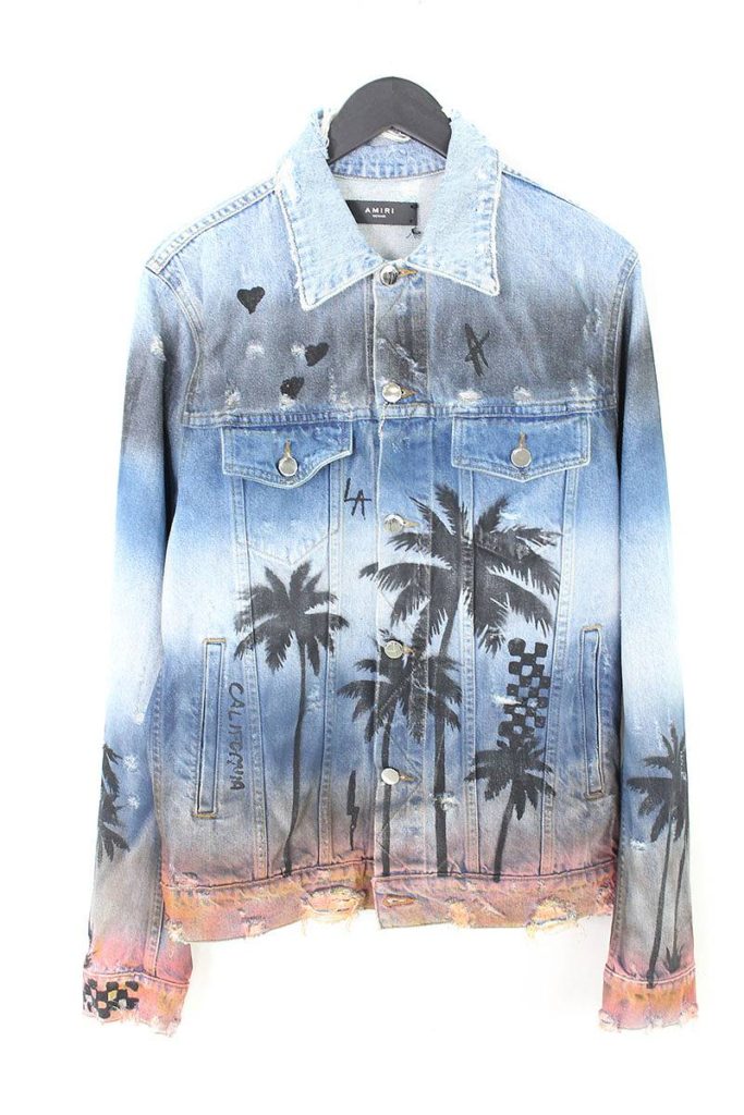 アミリ AMIRI Palm Denim Trucker プラムプリントトラッカーデニムジャケット