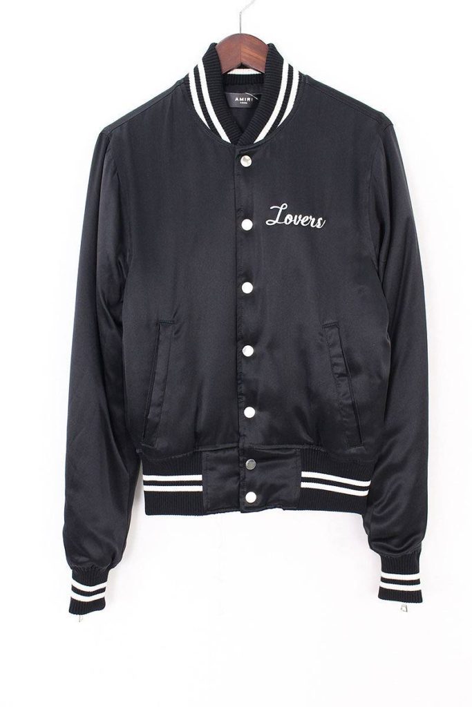 アミリ AMIRI LOVERS SILK BOMBER JACKET バッククリスタルハート刺繍ボンバージャケット