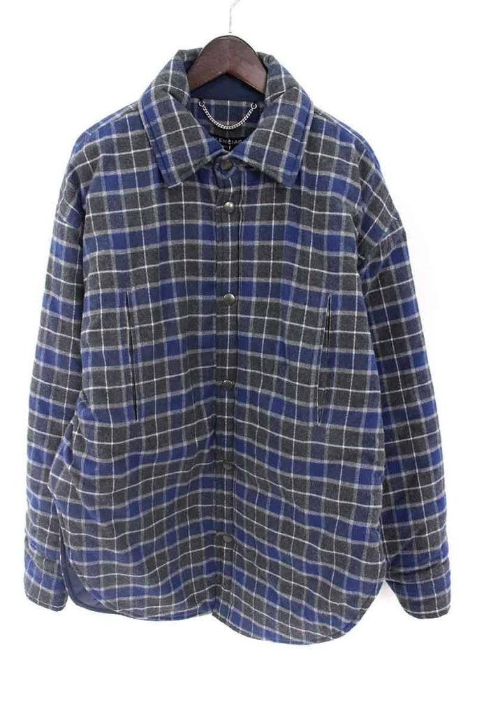 バレンシアガ BALENCIAGA  Padded Flannel Shirt 裏地キルティング中綿チェックジャケット