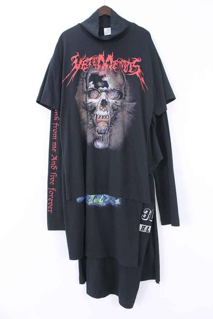 ヴェトモン VETEMENTS スカルレイヤードドレス 再構築スカルプリント長袖カットソー