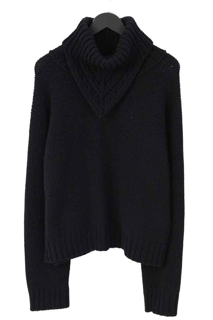 Cap Shoulder Scarf Turtleneck Sweater スカーフデザインタートルネックニット