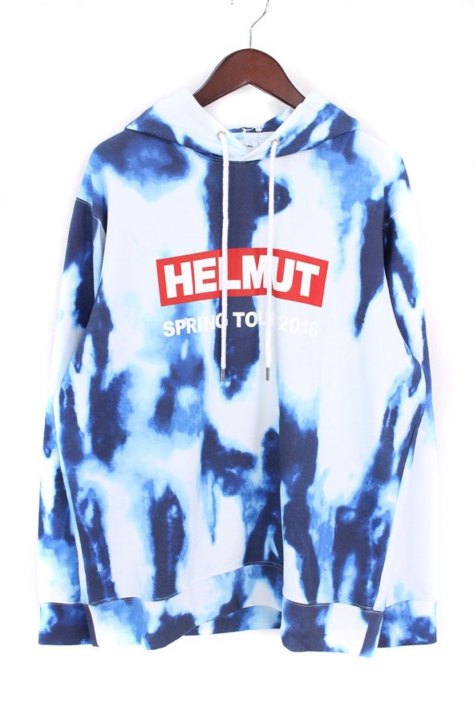 ヘルムートラング Helmut Lang タイダイ染めロゴプリントプルオーバーパーカー