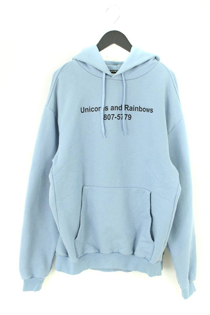 ヴェトモン VETEMENTS Rainbows Unicorn Hooded WSS18TR28 バックプリントレインボウズユニコーンパーカー