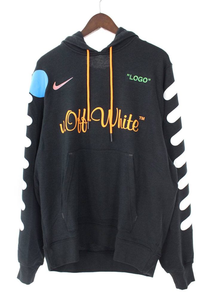 ナイキ NIKE × オフホワイト OFF-WHITE Pull Over Hoodie AA3257-010 ロゴプリントプルオーバーパーカー