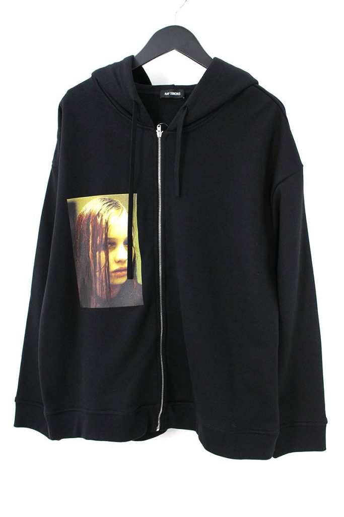 ラフシモンズ RAF SIMONS Black Christiane F. Wet Hair Zip Hoodie ジップアップフォトプリントパーカー