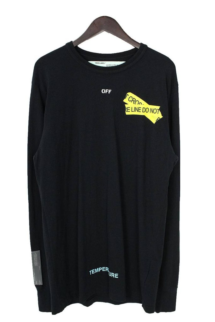 オフホワイト OFF-WHITE FIRETAPE L/S TEE バックファイヤーテープオーバーサイズ長袖カットソー