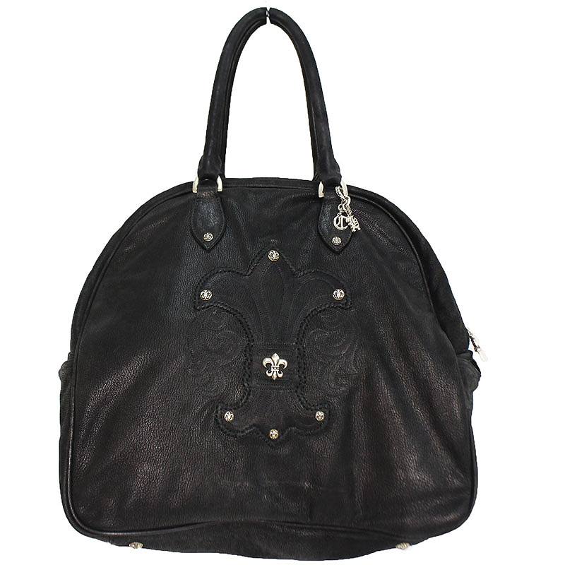 クロムハーツ Chrome Hearts BS FLEUR BOWLING BAG BSフレアパッチデストロイレザーボーリングハンドバッグ