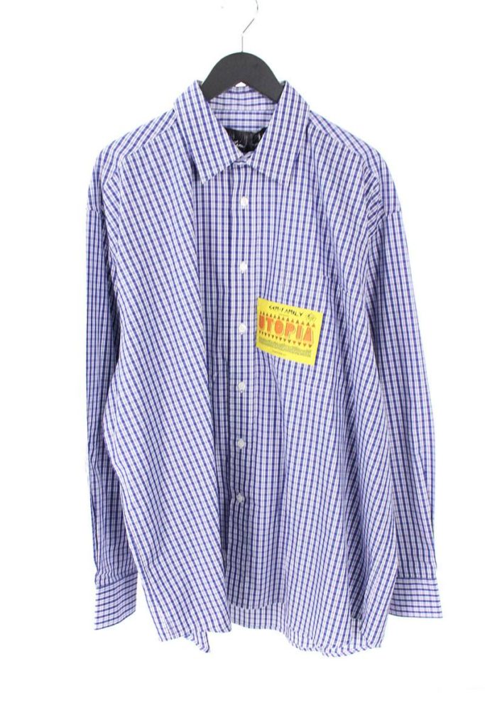 マーティンローズ MARTINE ROSE BOYFRIEND SHIRT パッチ装飾ブロックチェックオーバーサイズ長袖シャツ