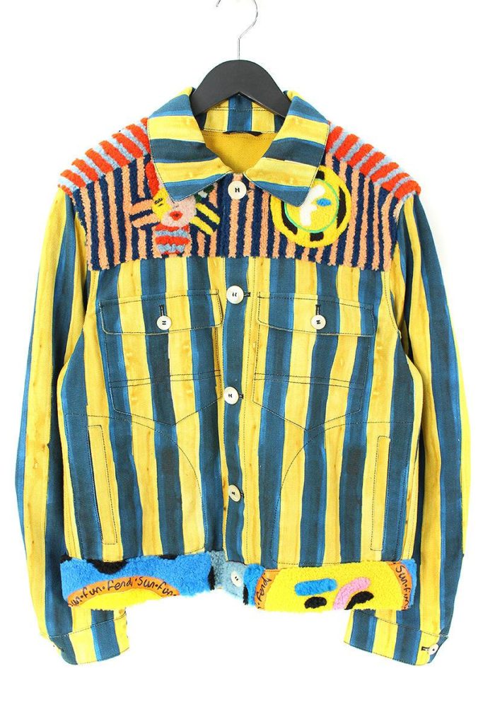 フェンディ FENDI FW0854 Patterned Denim Jacket マルチパターンペカンストライプデニムジャケット