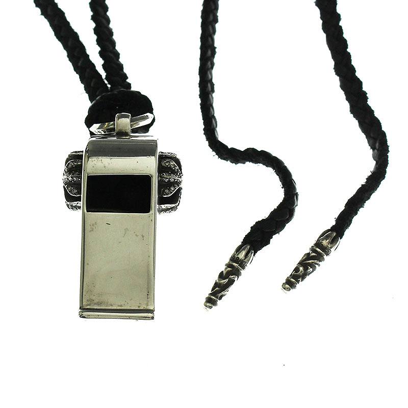 クロムハーツ Chrome Hearts WHISTLE PENDANT P/DMND/ホイッスルペンダント PAVEダイヤ/レザーブレードネックレス