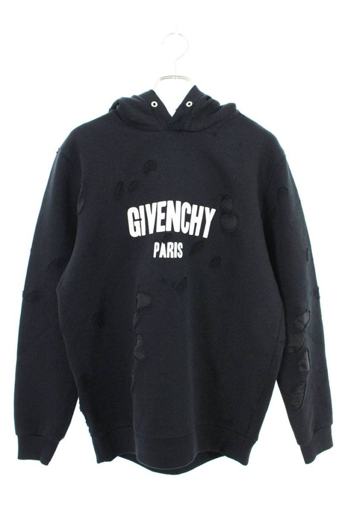 ジバンシィ GIVENCHY BM703A3YOS ロゴプリントデストロイクラッシュパーカー