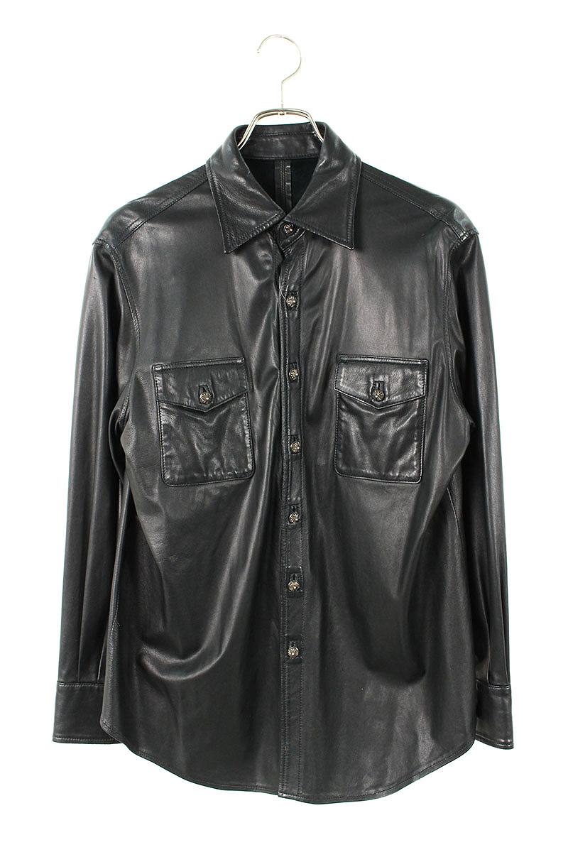 SHIRT LTHR/クロスボールボタンレザー長袖シャツ