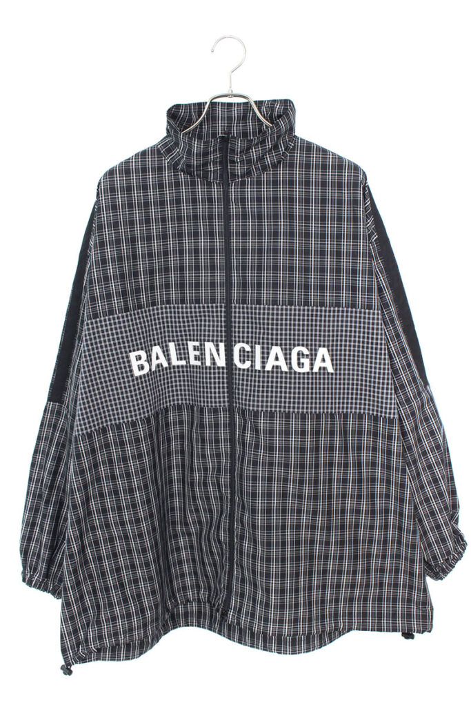 バレンシアガ BALENCIAGA 571439 TEM18 ロゴプリントポプリンチェックシャツジャケット