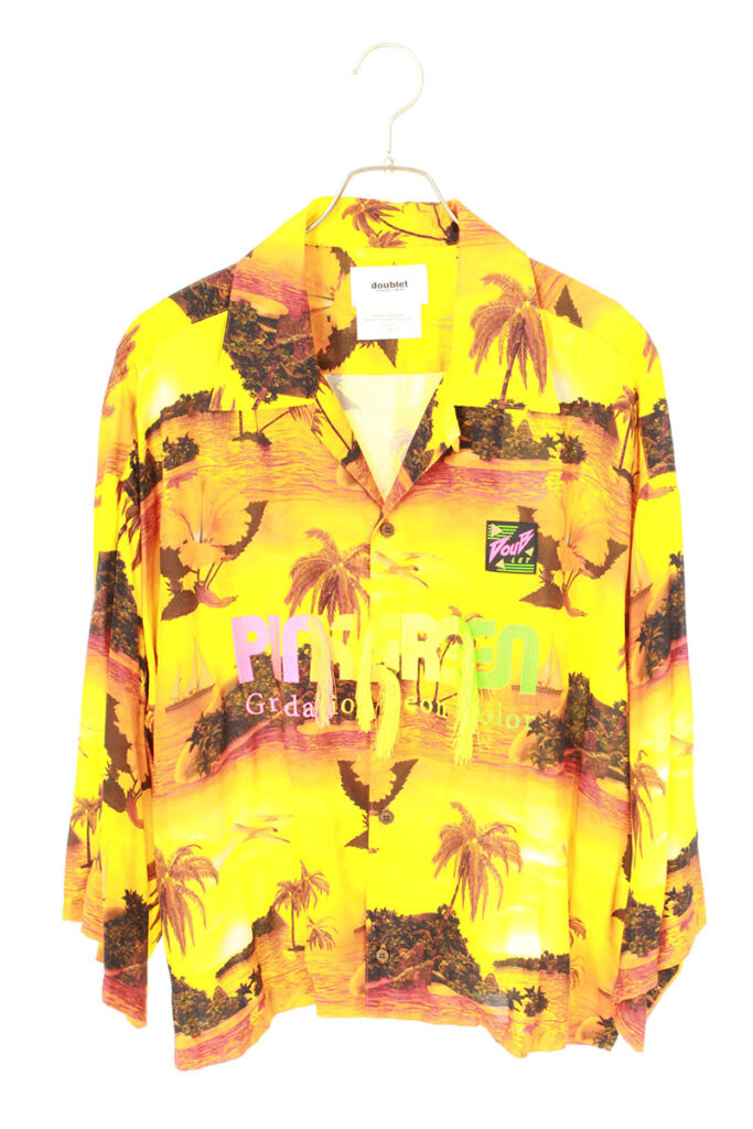 ダブレット doublet GRADATION NEON EMBROIDERYALOHA SHIRT クロップドアロハ長袖シャツ