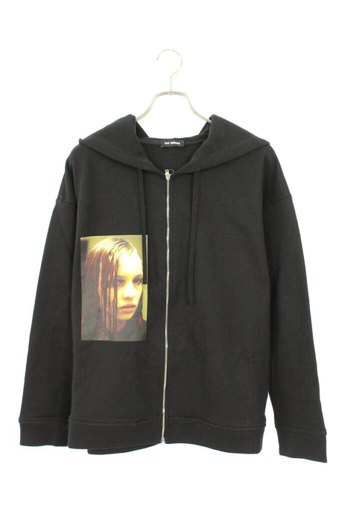 ラフシモンズ RAF SIMONS Sweater with zipper Wet hair グラフィックプリントジップアップパーカー