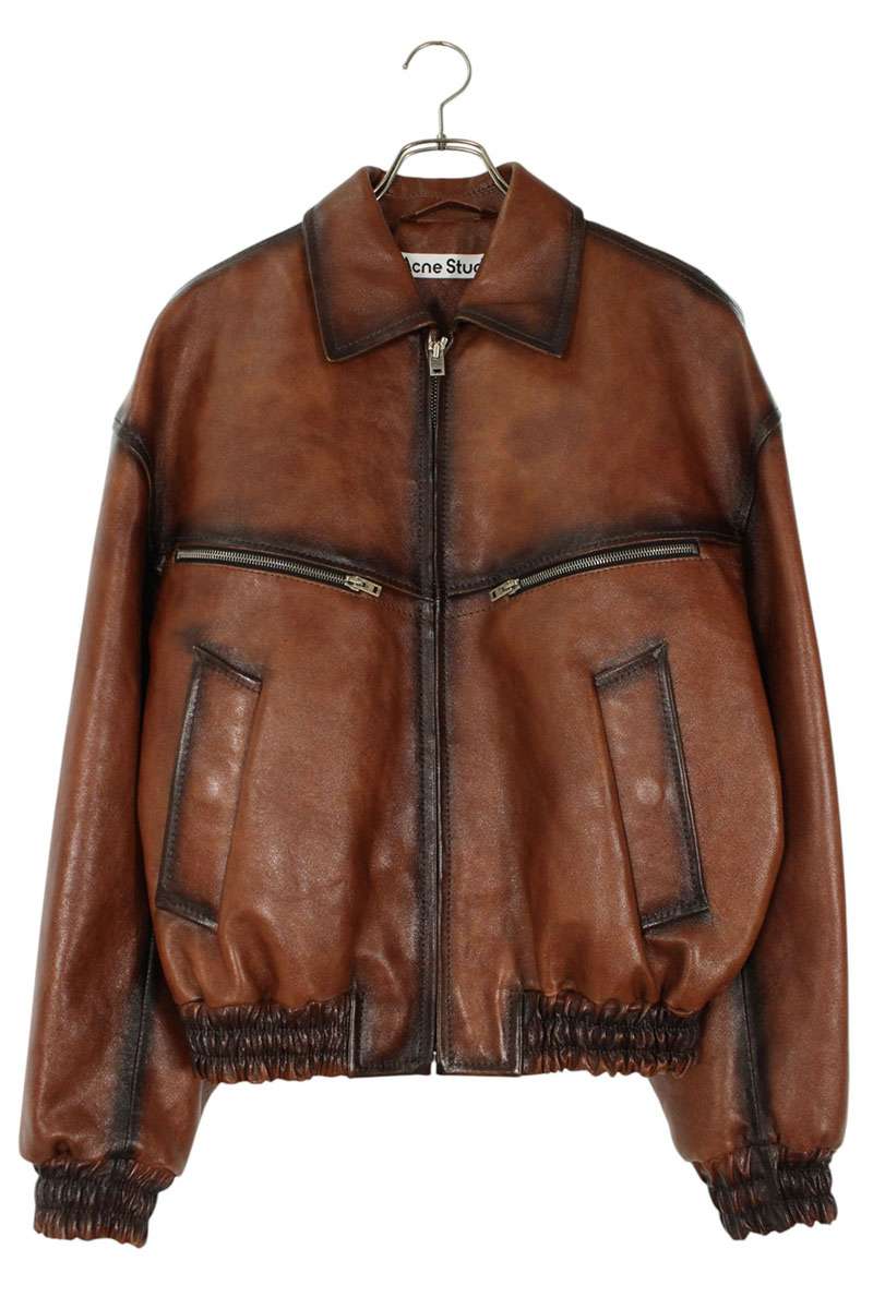 FN-MN-LEAT000287 リラックスフィットジップアップフルグレインレザージャケット