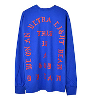 バックプリント 青いロングスリーブTシャツ