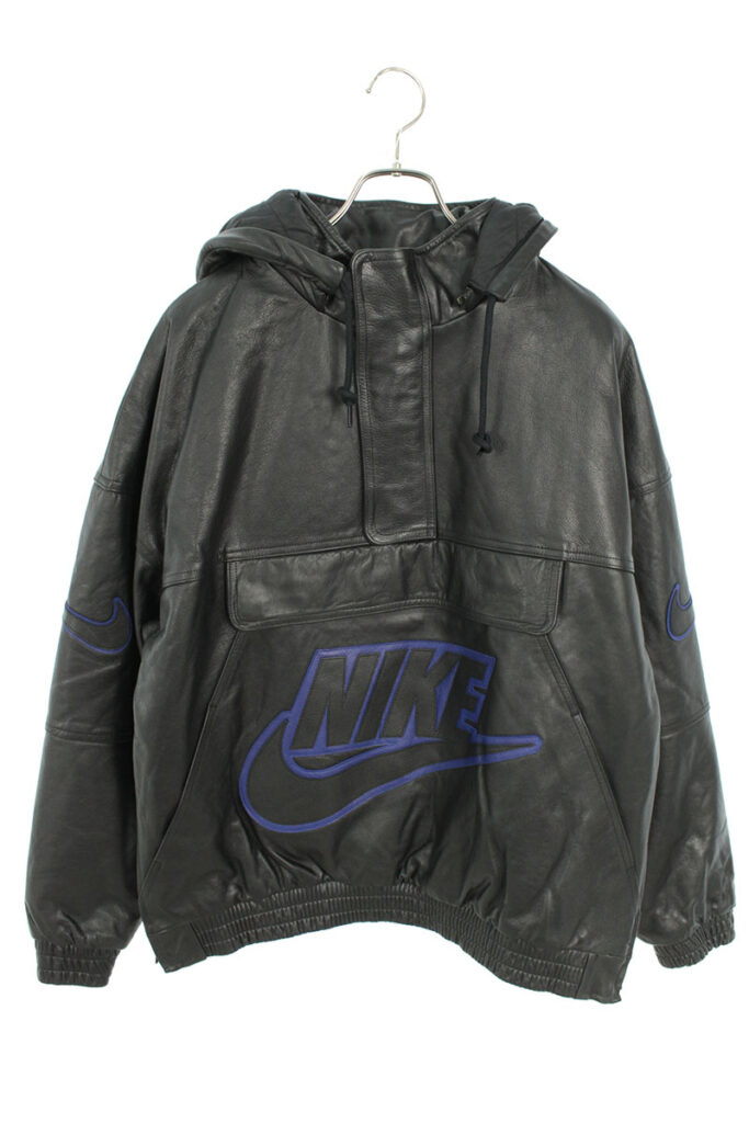 シュプリーム SUPREME ×ナイキ NIKE Leather Anorak CK6218 010 レザーアノラックプルオーバージャケット