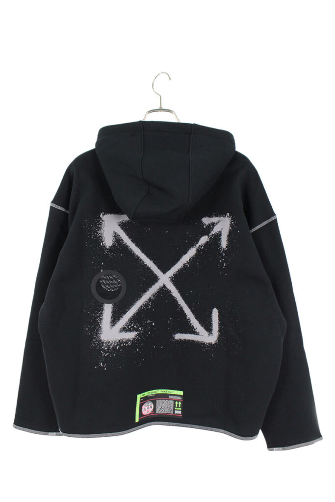 ナイキ NIKE × オフホワイト OFF-WHITE M Nrg Ru Hoodie CN5640-010 バックスプレーアロープリントパーカー