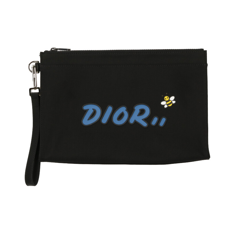 ディオール Dior × カウズ KAWS BEEパッチナイロンクラッチバッグ