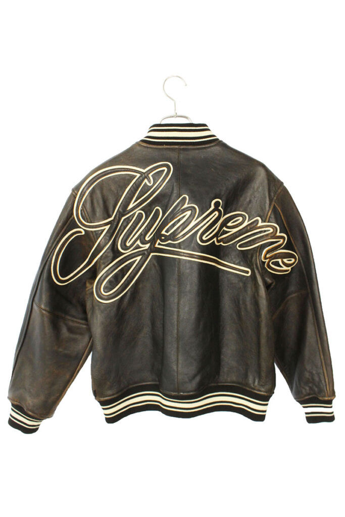 シュプリーム SUPREME Painted Worn Leather Varsity Jacket レザージャケット