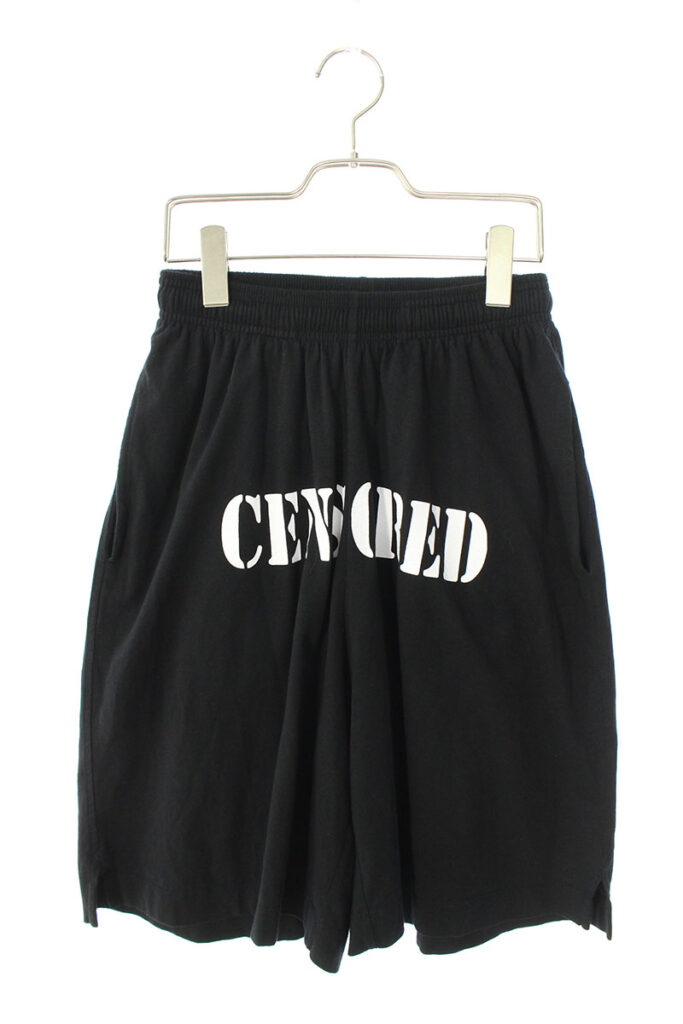 ヴェトモン VETEMENTS CENSORED COTTON SHORTS MAH21TR656 フロントプリントハーフパンツ