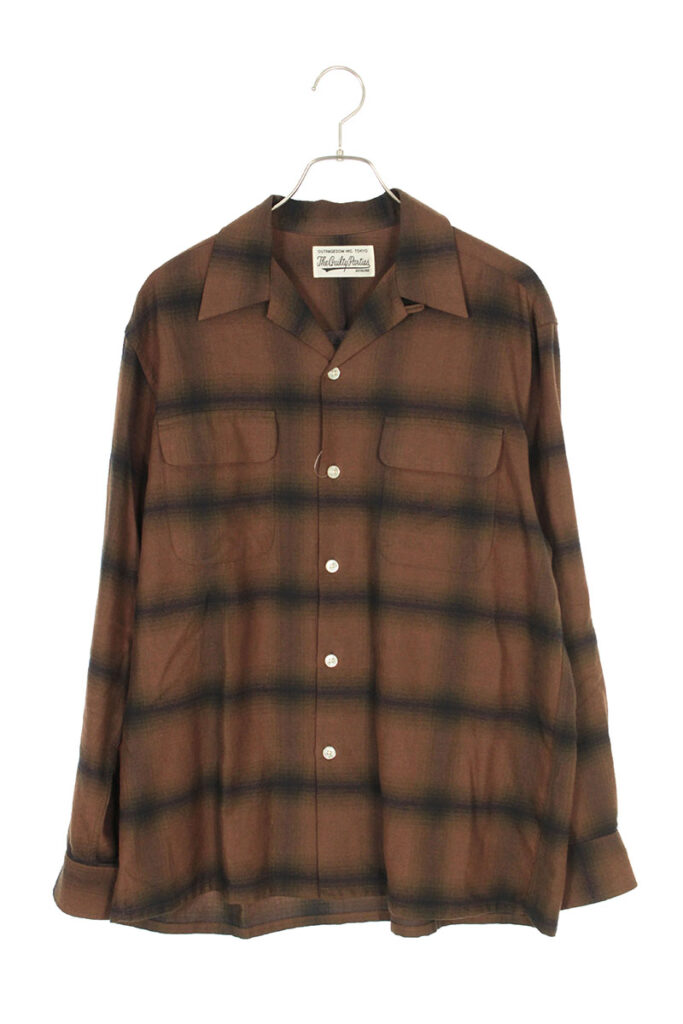 OMBRAY CHECK OPEN COLLAR SHIRT オンブレチェック開襟長袖シャツ