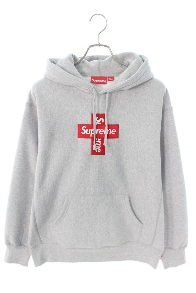 トップスSUPREME シュプリーム 20AW Cross Box Logo Hooded Sweatshirt クロスボックスロゴ スウェットパーカー グレー Size M