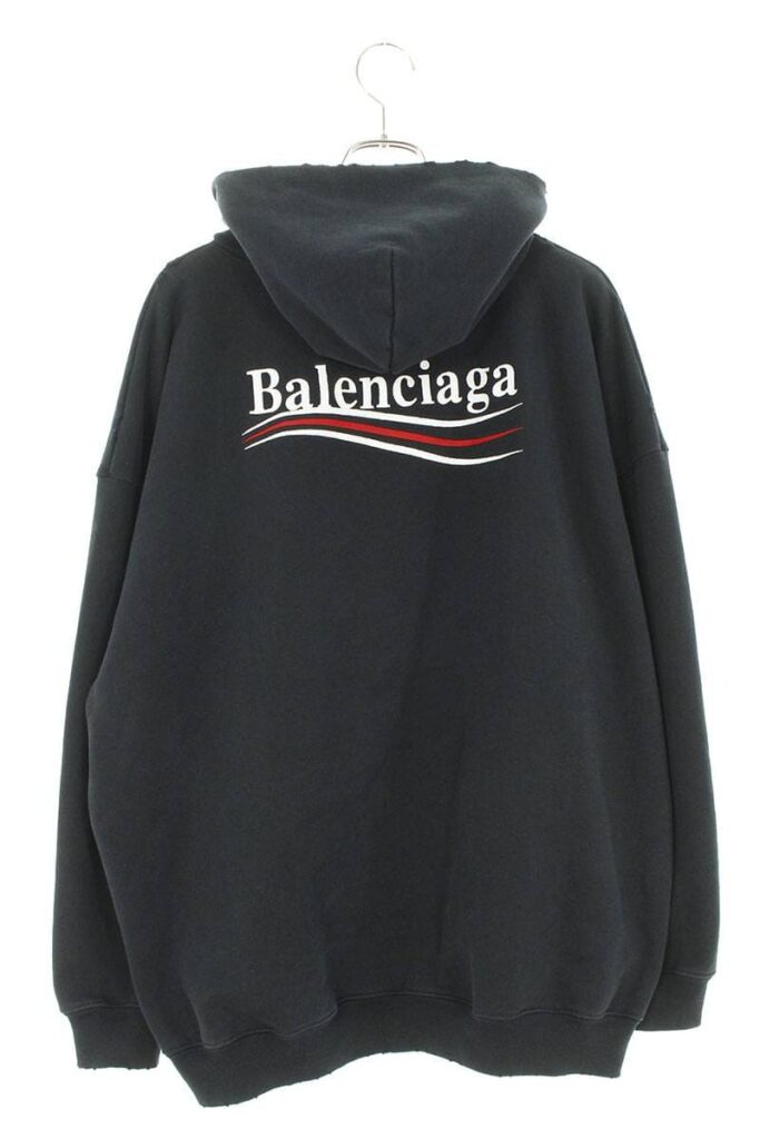 バレンシアガ BALENCIAGA 620947 TKVI9 キャンペーンロゴダメージ加工プルオーバーパーカー