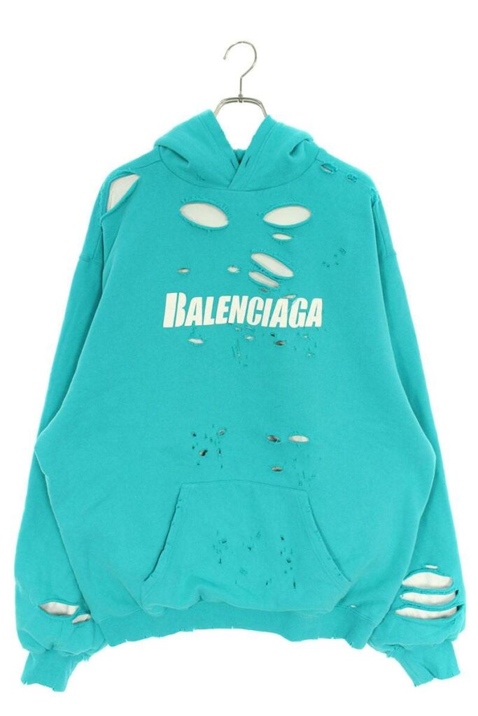 バレンシアガ BALENCIAGA デストロイ加工ロゴミディアムフリース ...