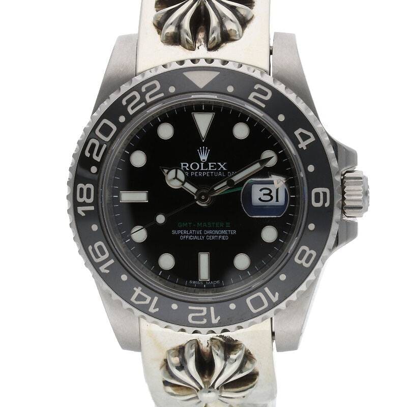 クロムハーツ Chrome Hearts × ロレックス Rolex 116710LN/GMTマスター2 ラージクラシックリンクCHプラスウォッチブレス腕時計