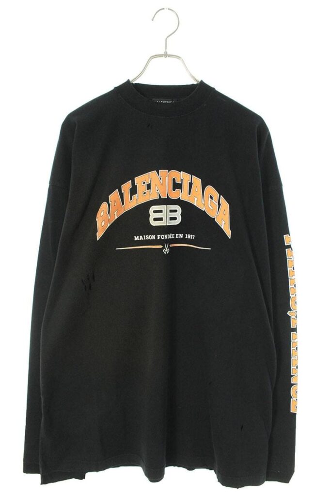 バレンシアガ BALENCIAGA 681046 TLVJ1　MAISON BALENCIAGAユーズド加工長袖カットソー