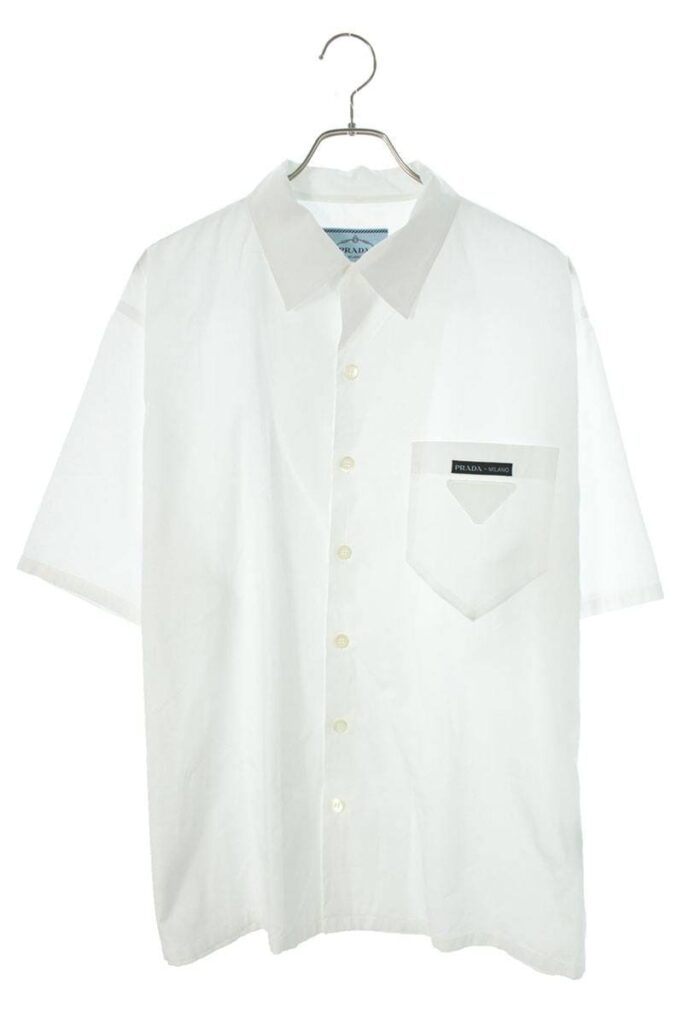 プラダ PRADA UCS339 胸ワッペンコットンオープンカラー半袖シャツ