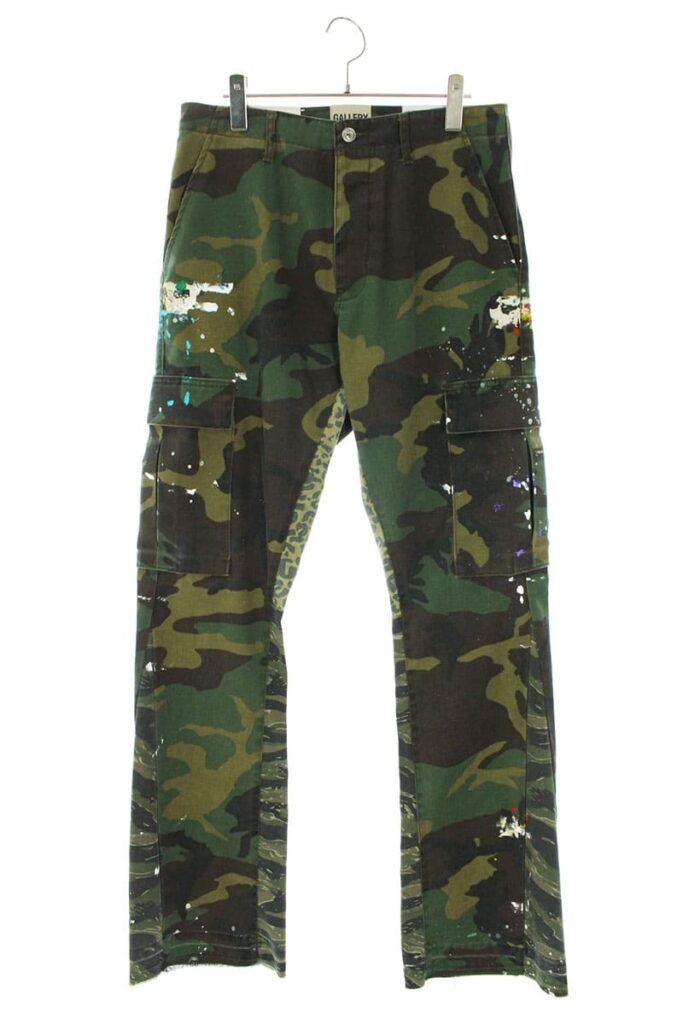 ギャラリーデプト GALLERY DEPT. CAMO FLARES ペンキ加工カモフラフレアカーゴロングパンツ