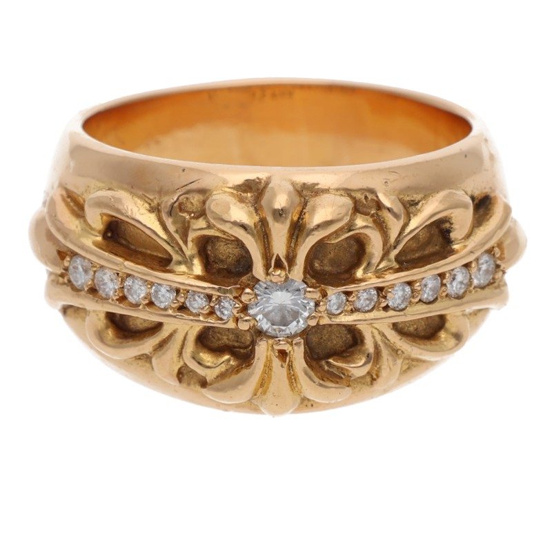 22K PAVEダイヤフローラルクロスリング