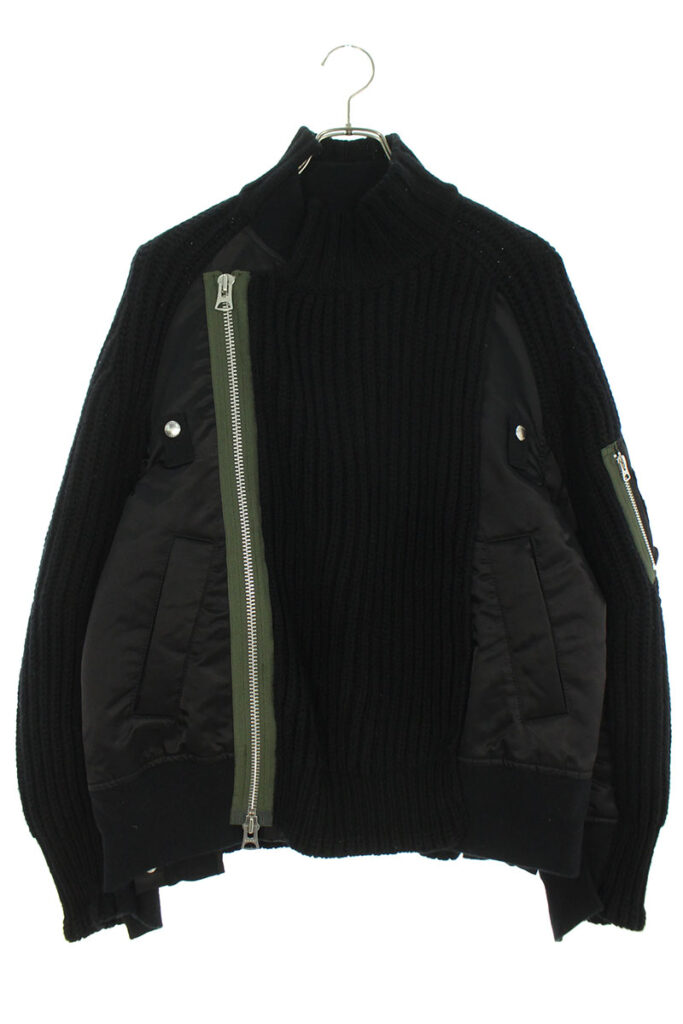 サカイ sacai 22-02826M Nylon Twill Mix Knit Blouson ニット切り替え