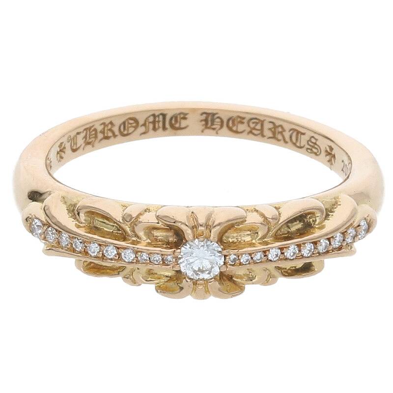 22K PAVEダイヤベイビークラシックフローラルクロスリング