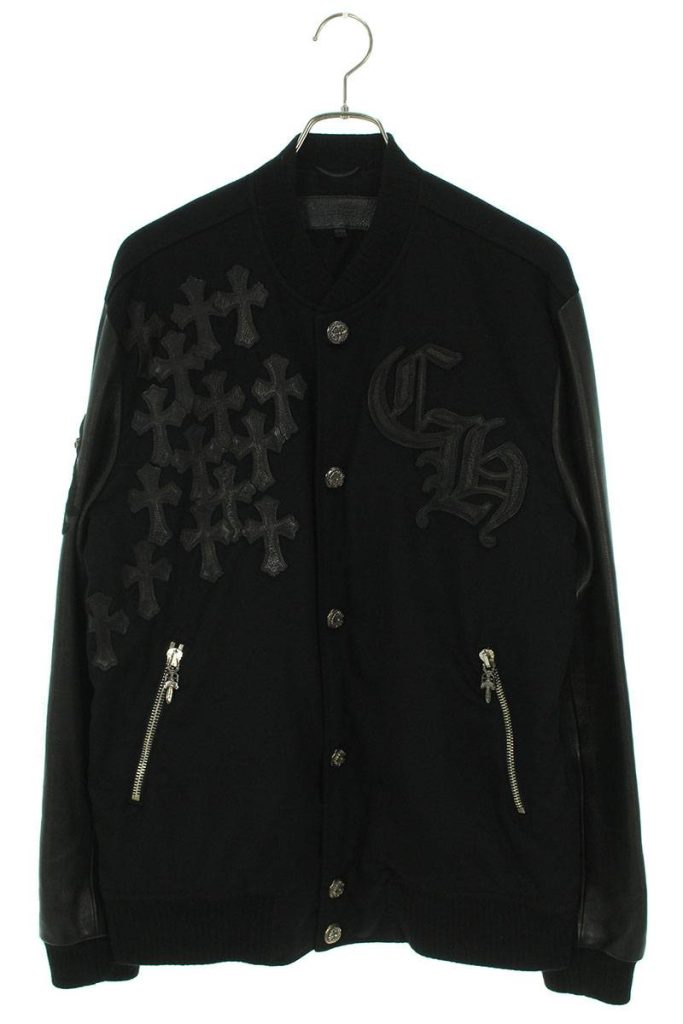 クロムハーツ CHROME HEARTS LETTERMAN / レターマン CHマルチレザーパッチレザースリーブブルゾン