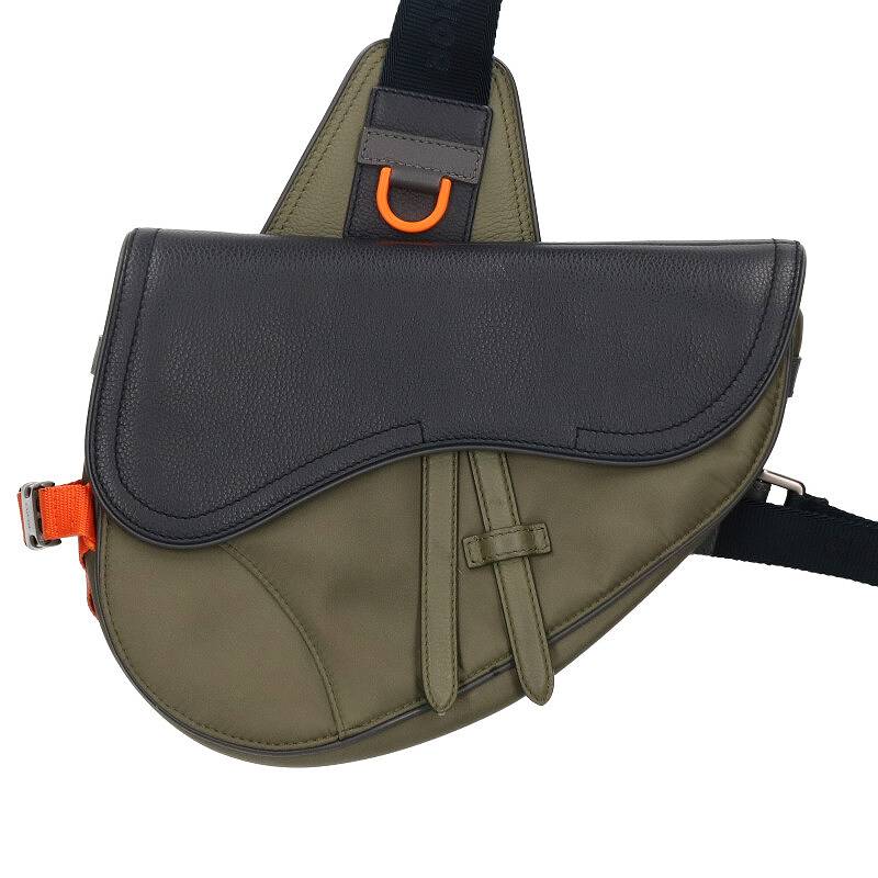 ディオール DIOR サドル/1ADPO246USC レザー切り替えナイロンショルダーバッグ