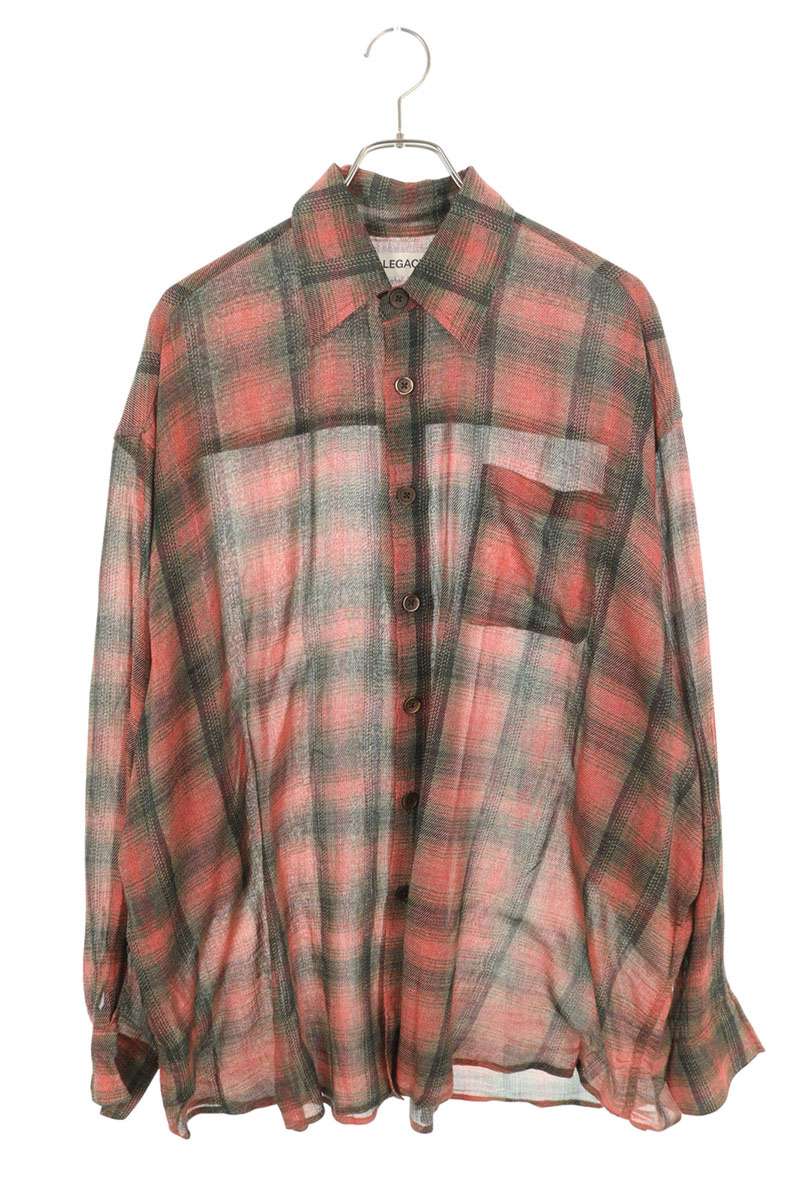 チェックプリントオーバーサイズ長袖シャツ M2232BLC BORROWED SHIRT