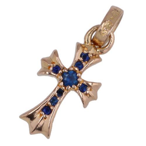 クロムハーツ CHROME HEARTS ベイビーファットゴールドネックレストップ 22K PAVEブルーサファイア CRS BBYFAT P/SAP