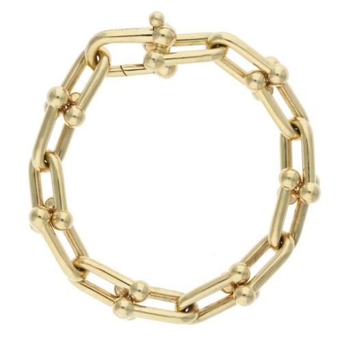 ティファニー Tiffany&Co. ハードウェア ラージリンクイエローゴールドブレスレット K18YG