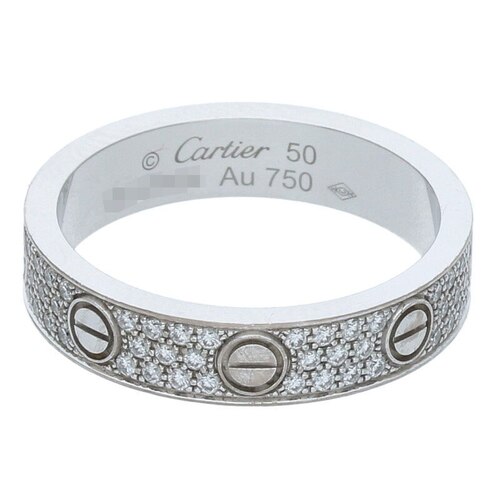 カルティエ Cartier K18WGダイヤリング ミニラブ MINI LOVE RING