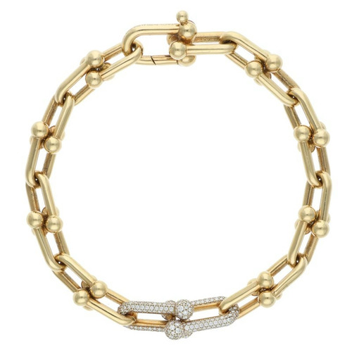 ハードウェア K18YGダイヤミディアムリンクブレスレット